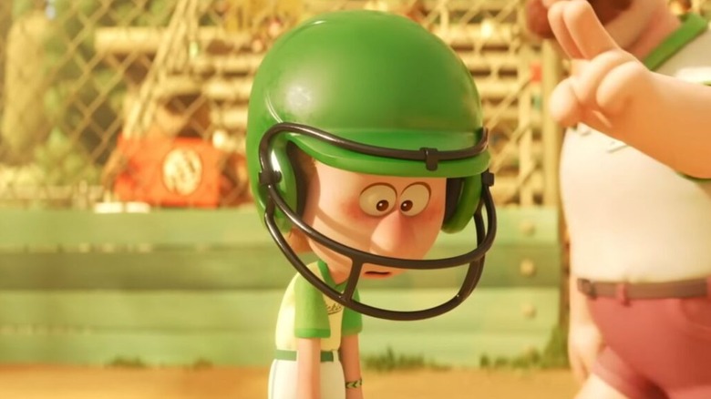 Laurie wearing a helmet and looking sad in Win or Lose