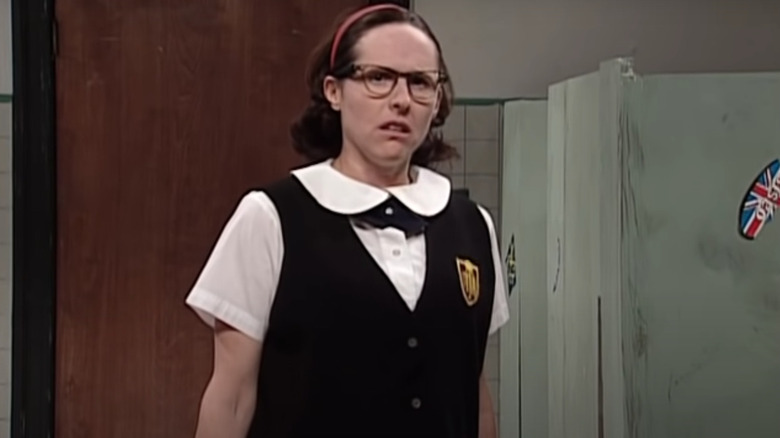 Molly Shannon as Mary Katherine Gallagher in a bathroom on SNL