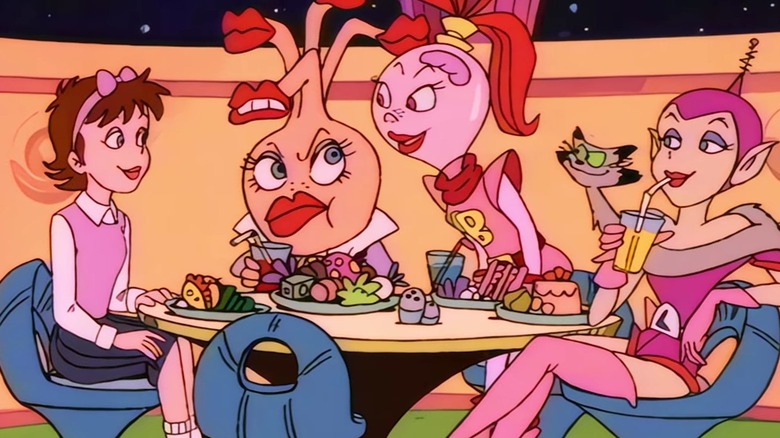"Galaxy High School" characters sitting around lunch table