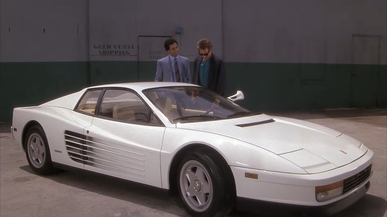 Sonny Crockett inspects his Ferrari Testarossa in Miami Vice (1984)