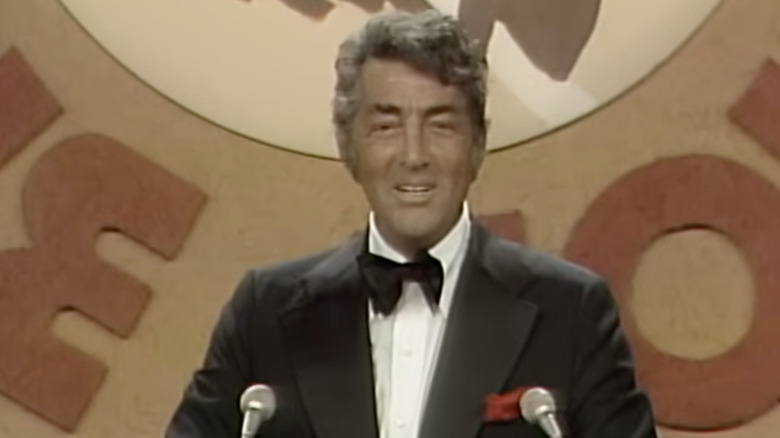 Dean Martin in tuxedo speaking at the end of his roast in 1978