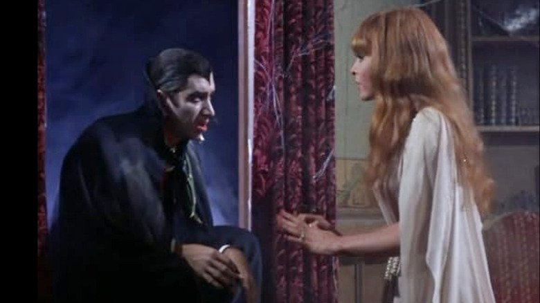 Gilligan as a vampire talking to Ginger Grant in the episode 'Up at Bat' on Gilligan's Island