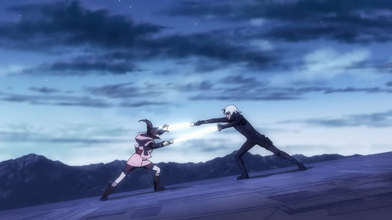 Kara and Nawaam duel with silver lightsabers in "Star Wars: Visions Presents — The Ninth Jedi" (2026)