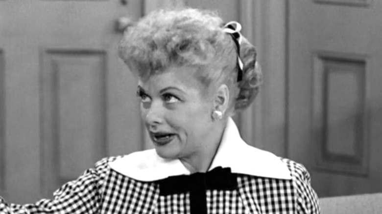 Lucy telling her husband it's almost time to go to the hospital in I Love Lucy