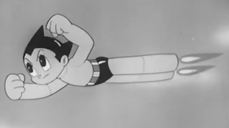 Astro Boy from the opening sequence of the 1960s anime series.