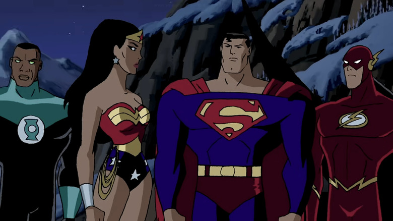 Green Lantern, Wonder Woman, Superman, and The Flash in "Justice League."