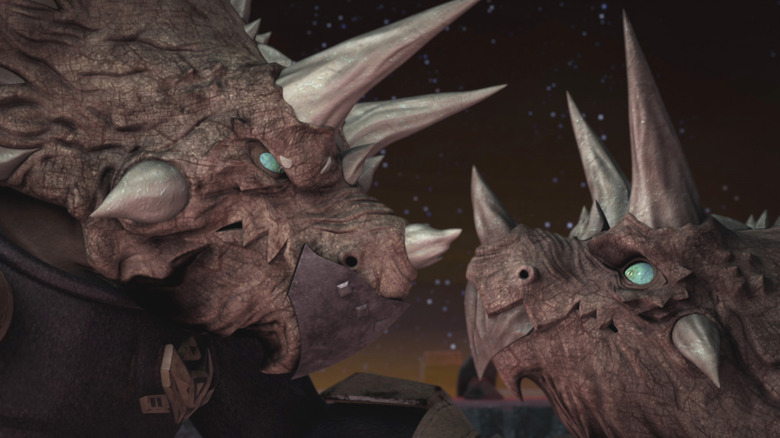 One Triceraton shouting at another in Teenage Mutant Ninja Turtles (2012)
