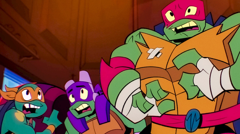 Michaelangelo, Donatello, and Raphael in "Rise of the Teenage Mutant Ninja Turtles."