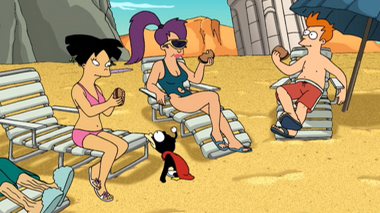 Fry, Leela, and Amy on Futurama