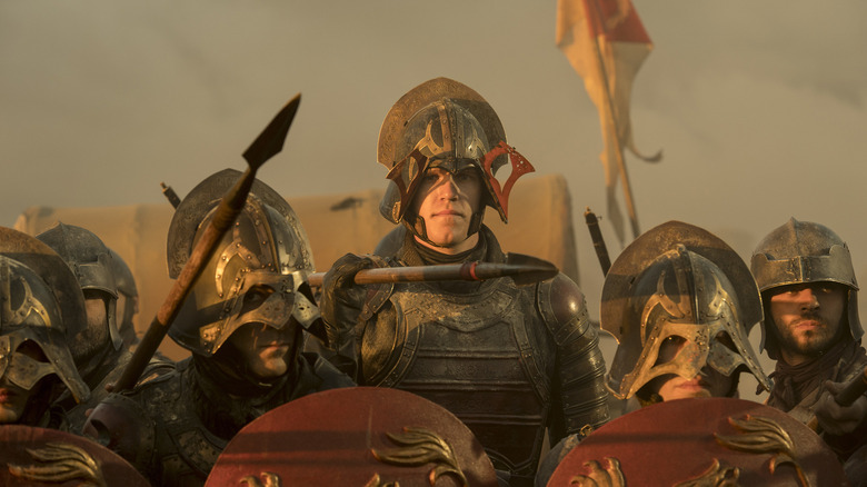a Lannister soldier, played by Noah Syndergaard, in battle in "Game of Thrones" (2011)