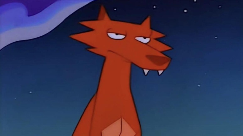 Homer's spirit guide, the Space Coyote, looks unimpressed on The Simpsons.