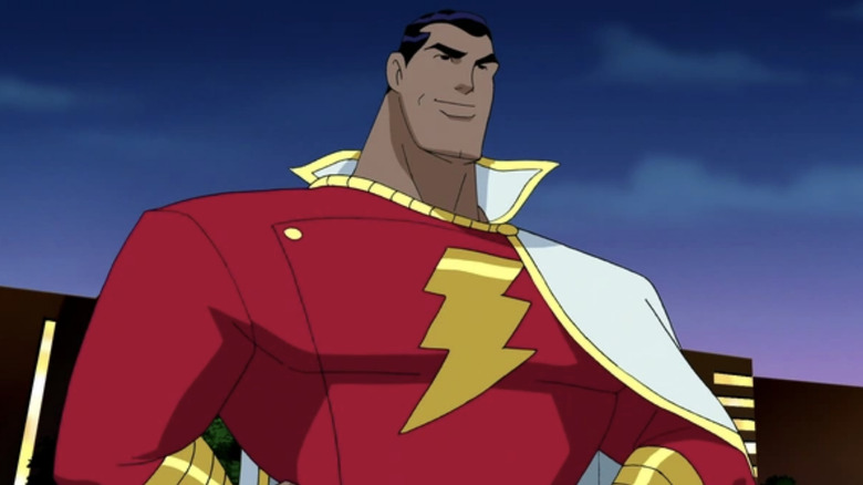 Captain Marvel standing proudly in Justice League Unlimited