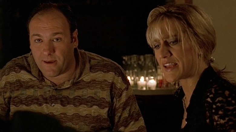 Tony and Carmela Soprano sitting together on "The Sopranos."