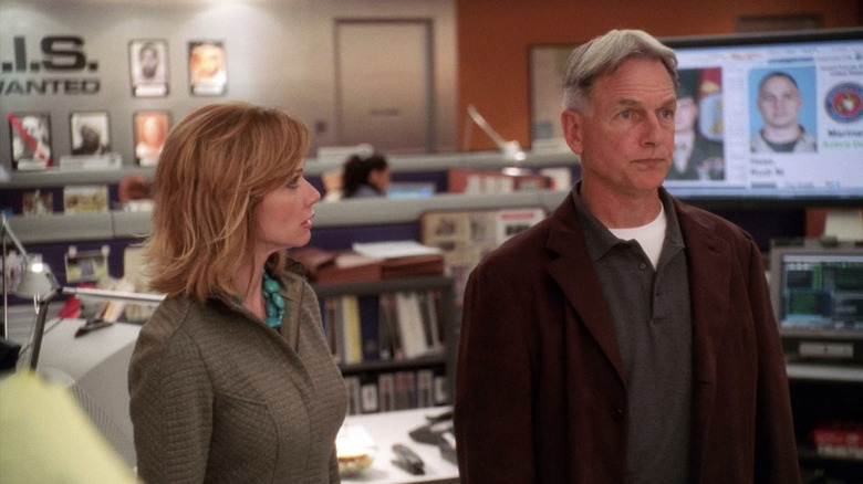 Director Jenny Shepard and Agent Gibbs in the office on "NCIS."