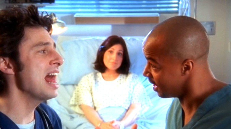 JD and Turk sing about their love while the patient watches on in Scrubs