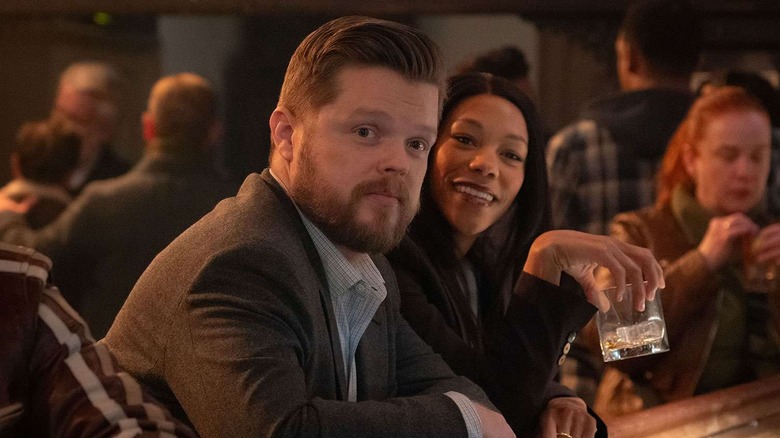 Elden Henson as Foggy Nelson, sitting at a bar in Daredevil: Born Again.