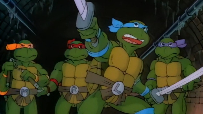 The four turtles in the intro for "Teenage Mutant Ninja Turtles"
