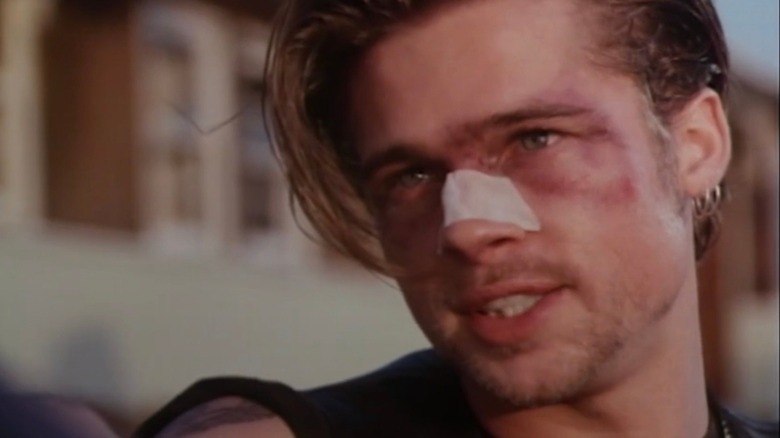 Brad Pitt with a broken nose in Tales From the Crypt