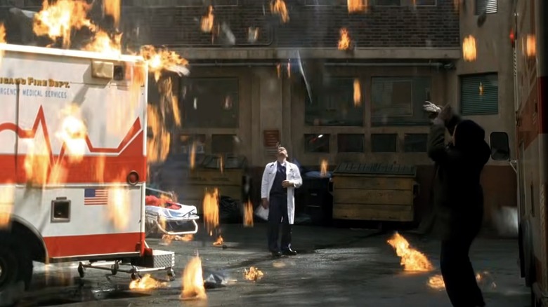 Dr. Romano about to be killed by a helicopter in ER