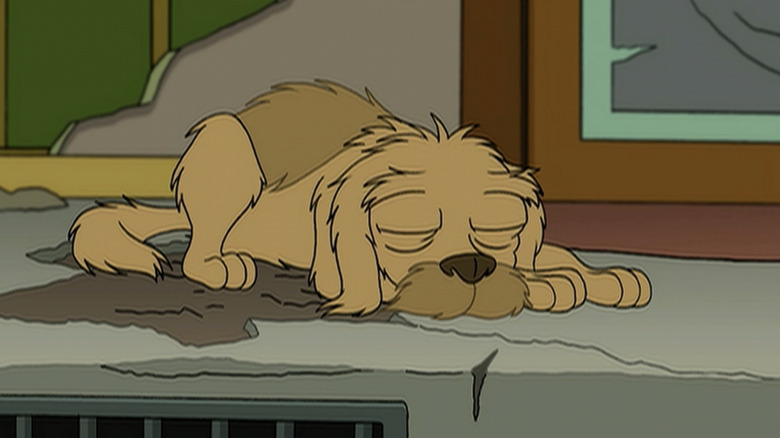 Fry's dog Seymour dies in the "Futurama" episode "Jurassic Bark"
