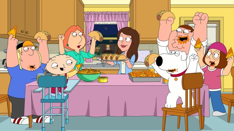 The Griffins enjoying taco night in Family Guy