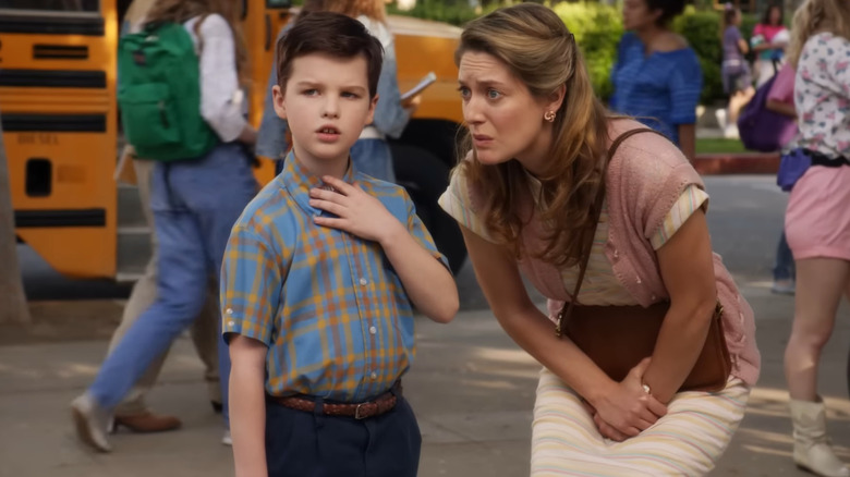 Sheldon and Mary on Sheldon's first day of high school in Young Sheldon