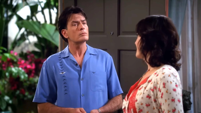 Charlie talking to Rose in Two and a Half Men