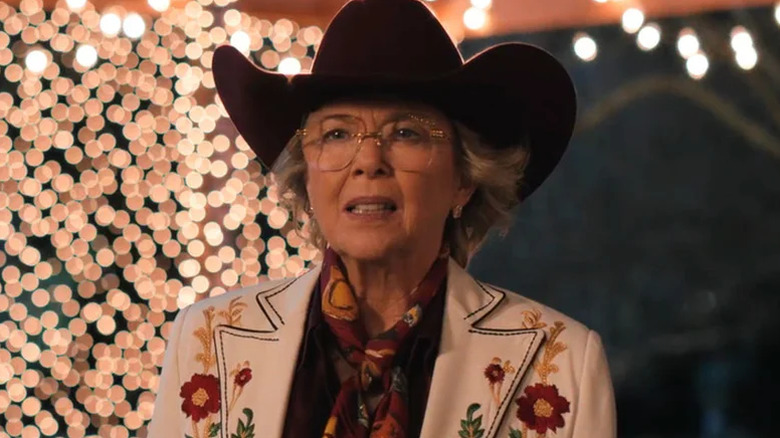 Beulah Jackson wearing a cowboy hat on Dutton Ranch