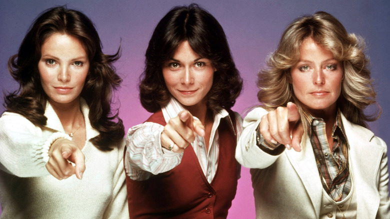 Farrah Fawcett, Kate Jackson and Jaclyn Smith pose for a promotional portrait for "Charlie's Angels" (1976)