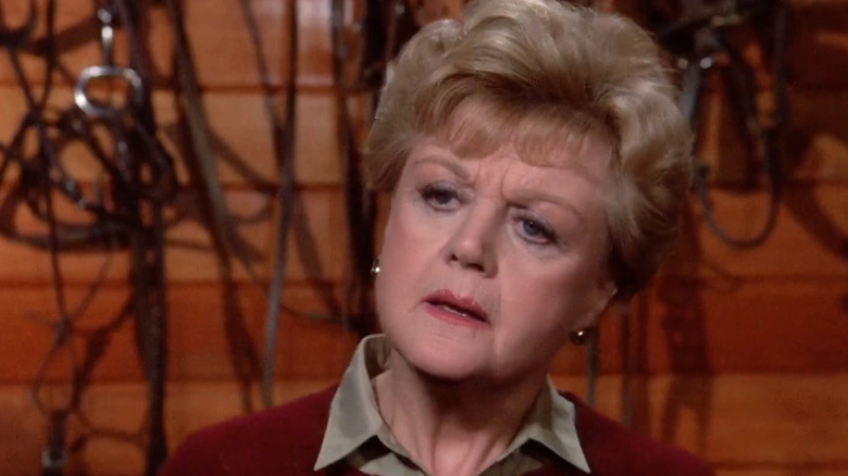 Angela Lansbury's Jessica Fletcher tilting her head in Murder, She Wrote