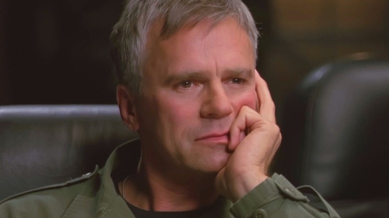 Richard Dean Anderson as Jack O'Neill looks thoughtful in Stargate SG-1