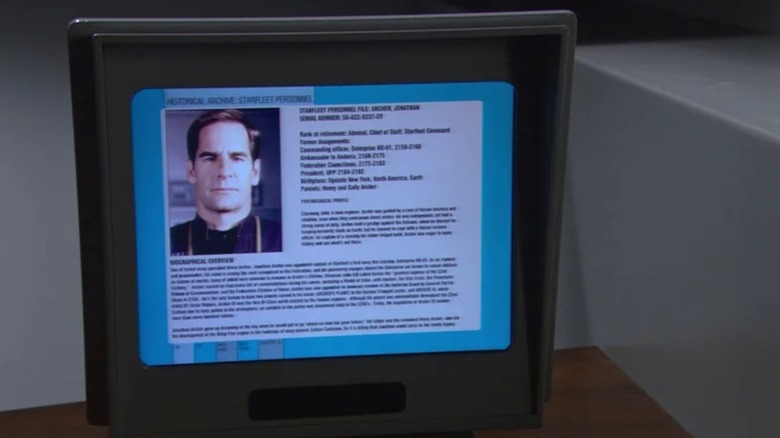 Captain Archer's file on viewscreen