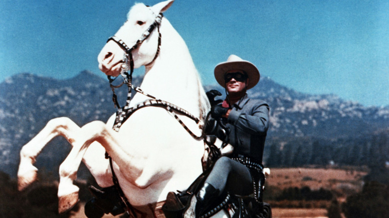 The Lone Ranger on horseback in "The Lone Ranger" (1949)