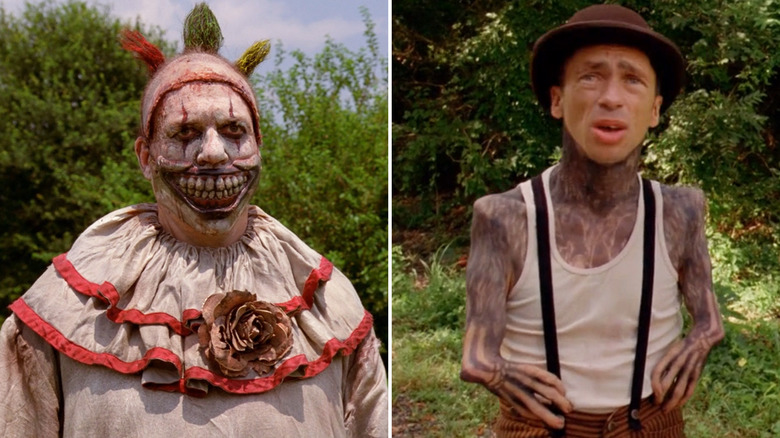 Twisty the Clown and Paul the Illustrated Seal in American Horror Story Freak Show
