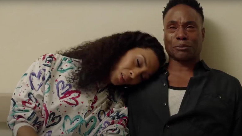 Michaela Jaé Rodriguez's Blanca Evangelista leaning her head on Billy Porter's Pray Tell on Pose