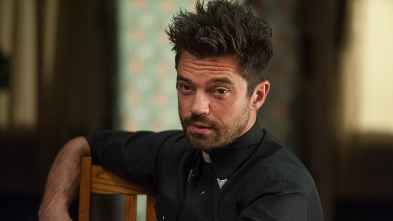 Dominic Cooper as Jesse Custer, looking haggard in Preacher.
