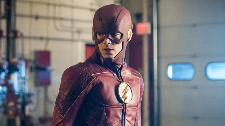 Grant Gustin as The Flash, appearing determined in The Flash.