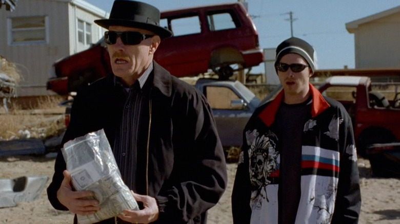 Walter White (Bryan Cranston) and Jesse Pinkman (Aaron Paul) stare in awe in "Breaking Bad"