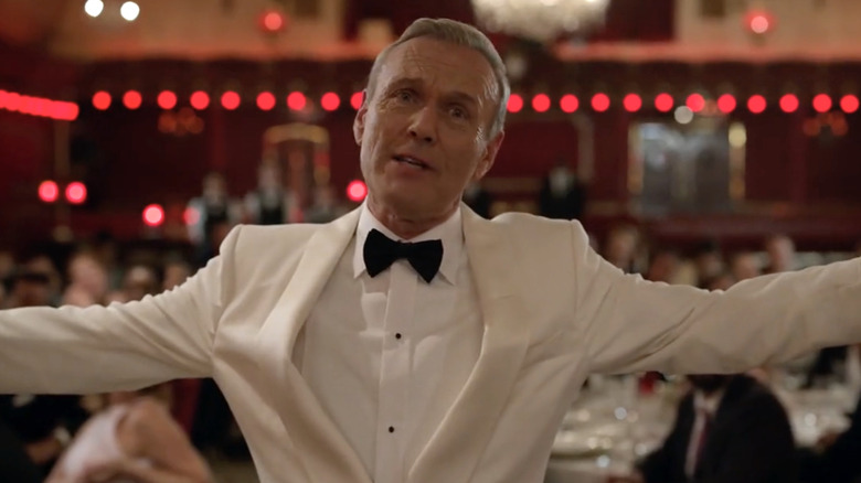 Anthony Head as Rupert Mannion in "Ted Lasso" wearing a white tuxedo.