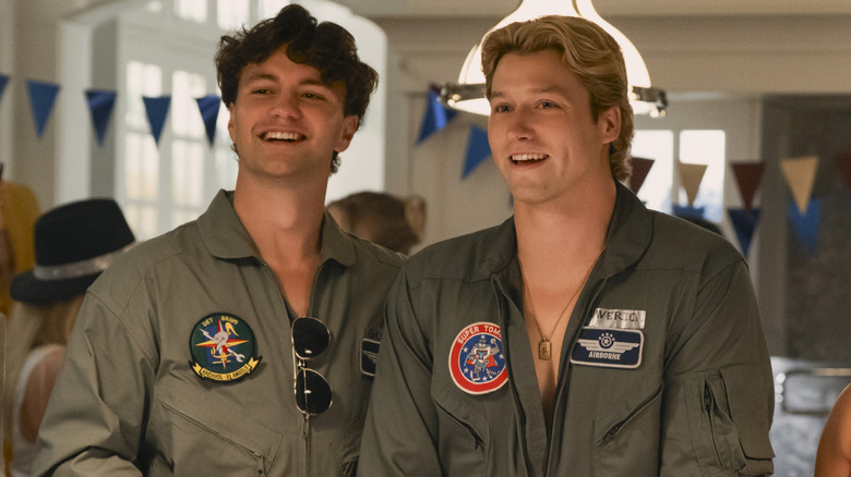 Beau and Dean at Halloween party dressed as Goose and Maverick from Top Gun