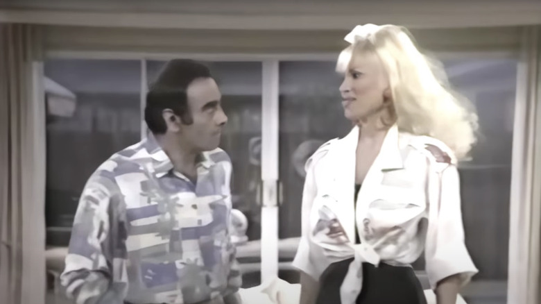 Dan Hedaya's Nick Tortelli stands next to Jean Kasem's Loretta Tortelli on The Tortellis