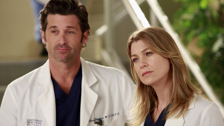 Derek Shepherd and Meredith Grey looking concerned