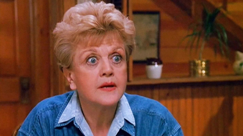 Angela Lansbury as Jessica Fletcher looking shocked in "Murder, She Wrote."