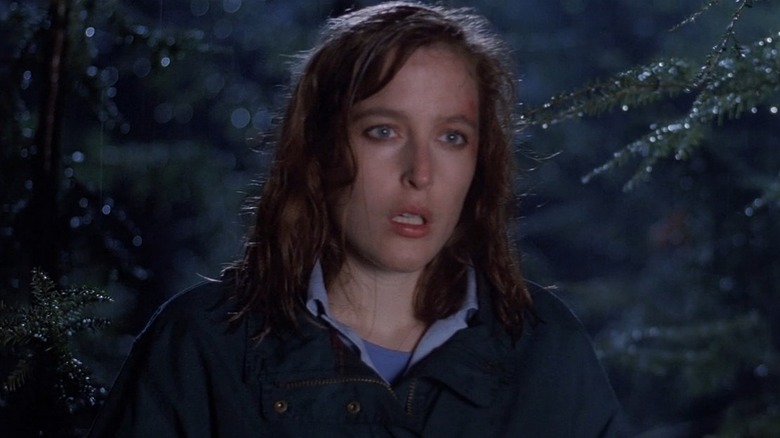 Agent Scully (Gillian Anderson) is shocked in The X-Files