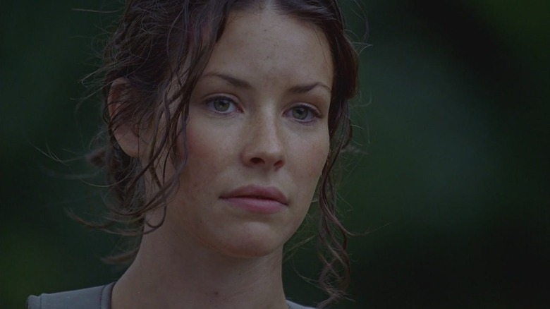 Evangeline Lilly as Kate looking serious in Lost