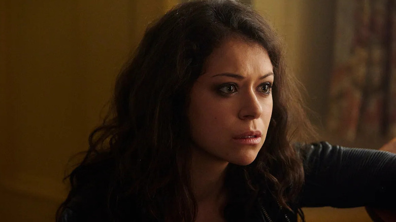 Tatiana Maslany as Sarah Manning looking horrified in Orphan Black