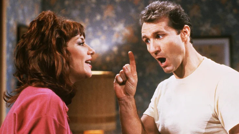 Katey Sagal's Peg and Ed O'Neill's Al argue to a standstill on Married...With Children.