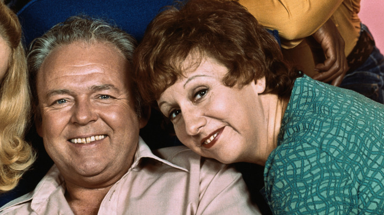 Carroll O'Connor as Archie Bunker and Jean Stapleton as Edith in a promo pic for All in the Family.