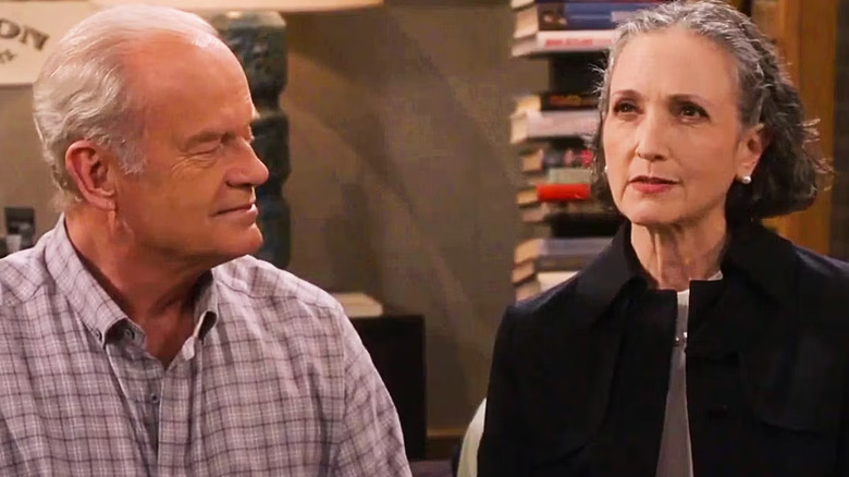 Kelsey Grammer as Frasier and Bebe Neuwirth as Lilith reconnect on the Frasier reboot.