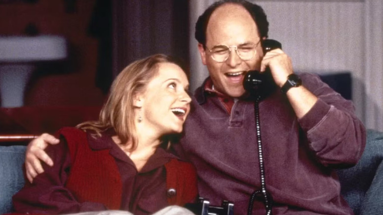Heidi Swenberg as Susan, and Jason Alexander as George, in happier times on Seinfeld.